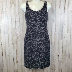 Gillian Womens Dress 4 Black White Bodycon Scoop Back Rope Embroidered W16
